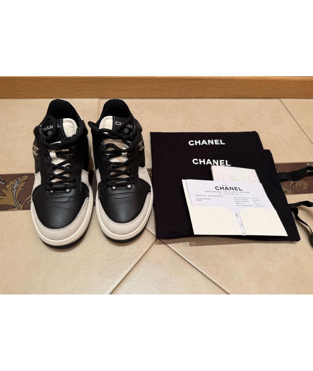 CHANEL Черные кожаные кроссовки, фото 7