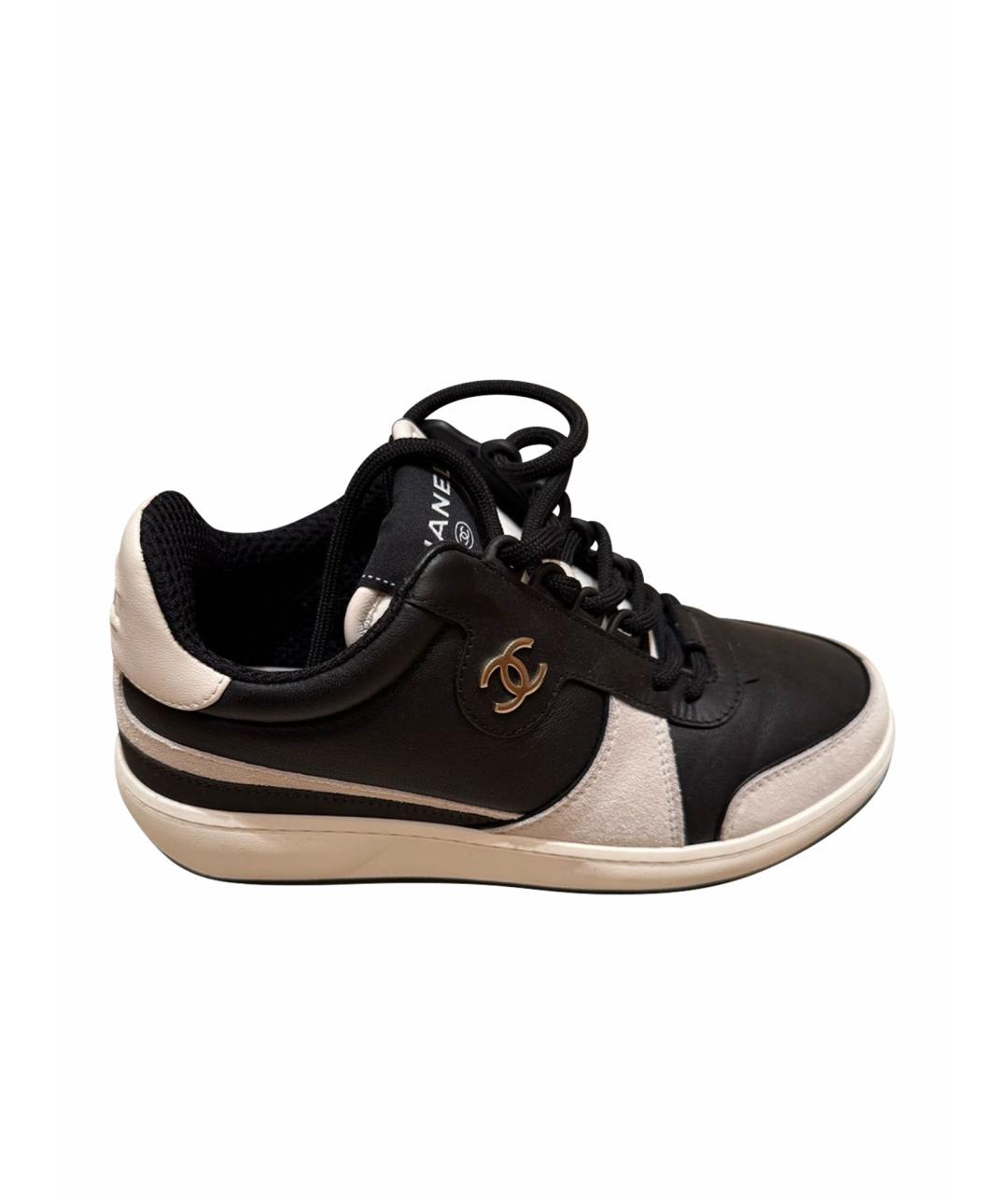 CHANEL Черные кожаные кроссовки, фото 1