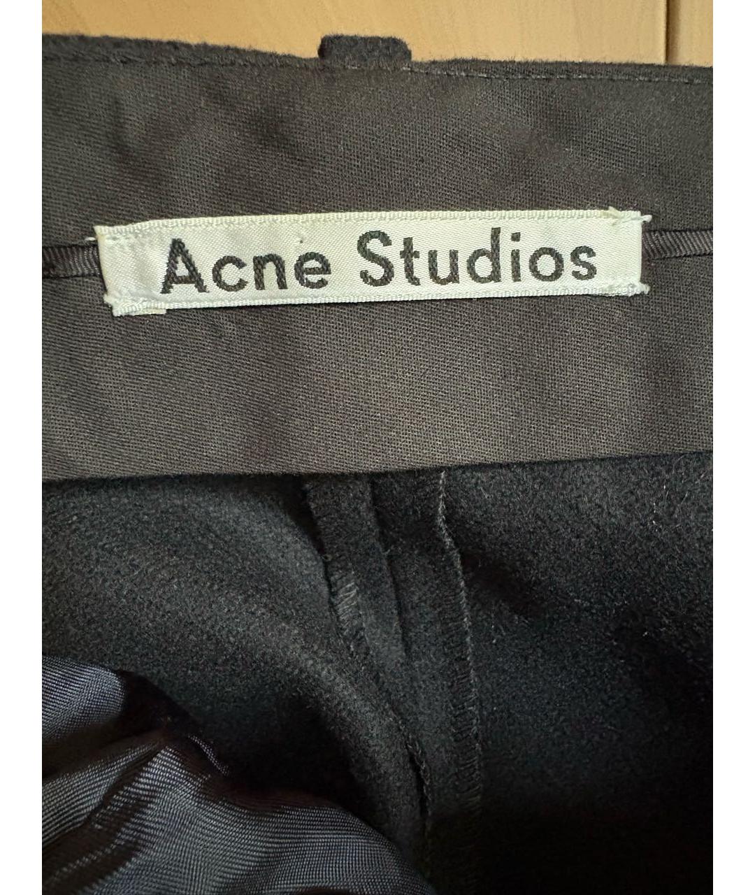 ACNE STUDIOS Темно-синие шерстяные прямые брюки, фото 3