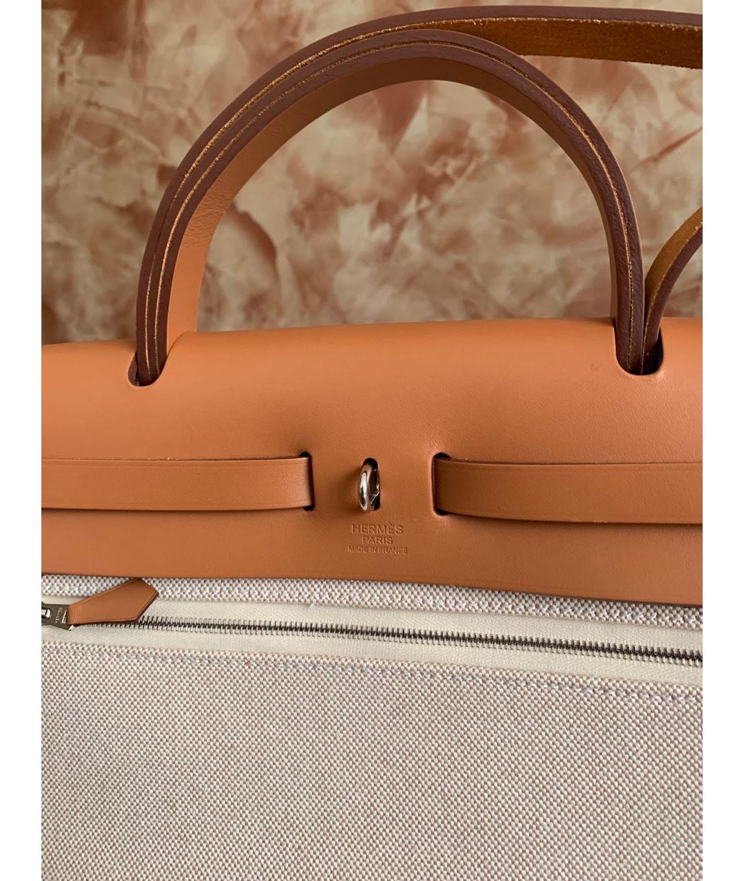 HERMES Коричневая кожаная сумка с короткими ручками, фото 5