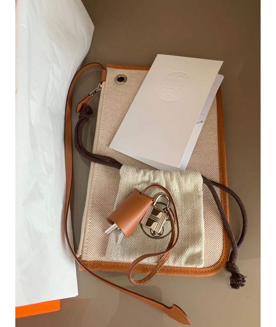 HERMES Коричневая кожаная сумка с короткими ручками, фото 7