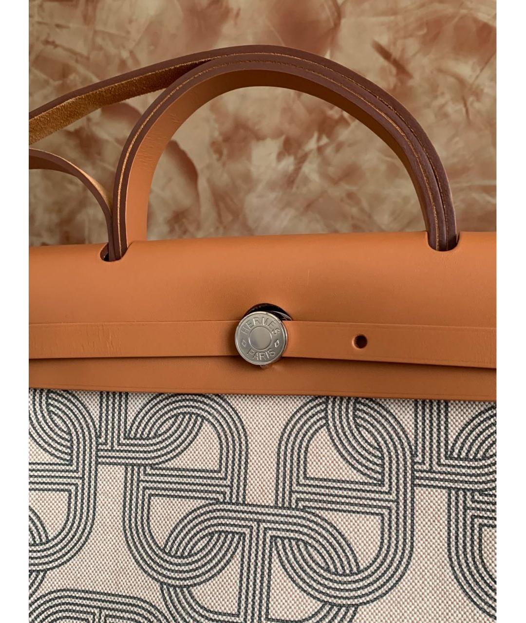 HERMES Коричневая кожаная сумка с короткими ручками, фото 4