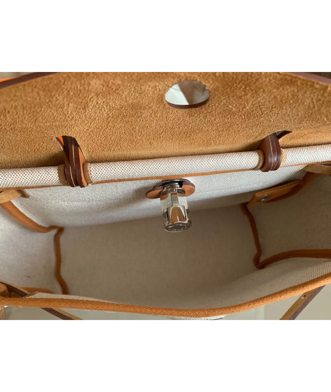 HERMES Коричневая кожаная сумка с короткими ручками, фото 6