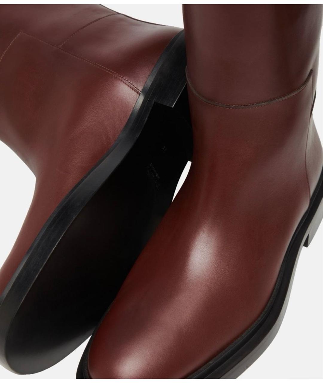 JIL SANDER Бордовые кожаные сапоги, фото 5