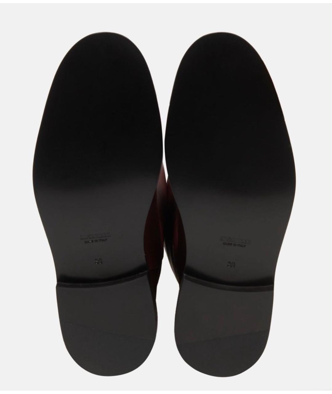JIL SANDER Бордовые кожаные сапоги, фото 3