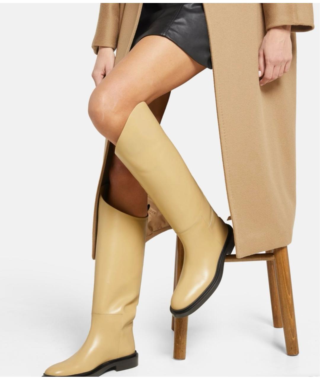 JIL SANDER Бежевые кожаные сапоги, фото 6