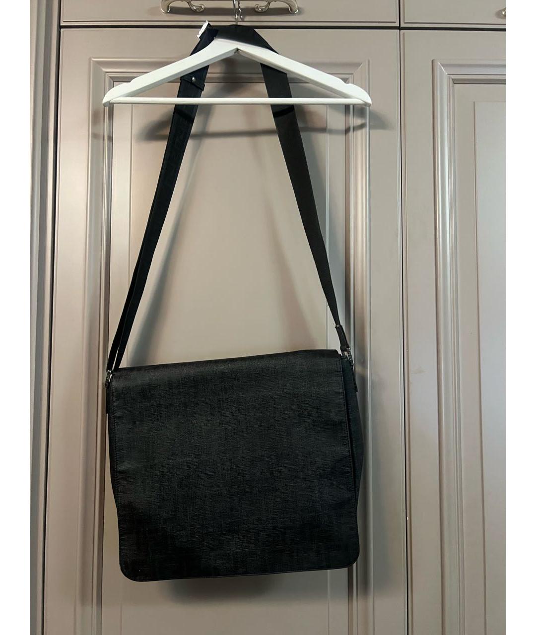 FENDI Антрацитовая кожаная сумка на плечо, фото 9