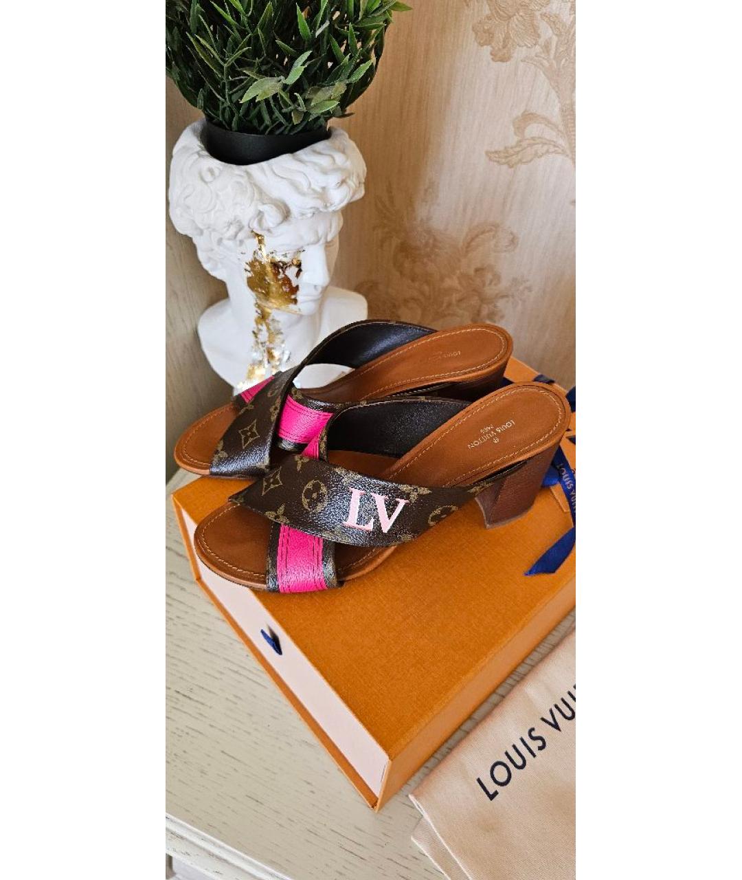 LOUIS VUITTON Коричневые мюли, фото 9
