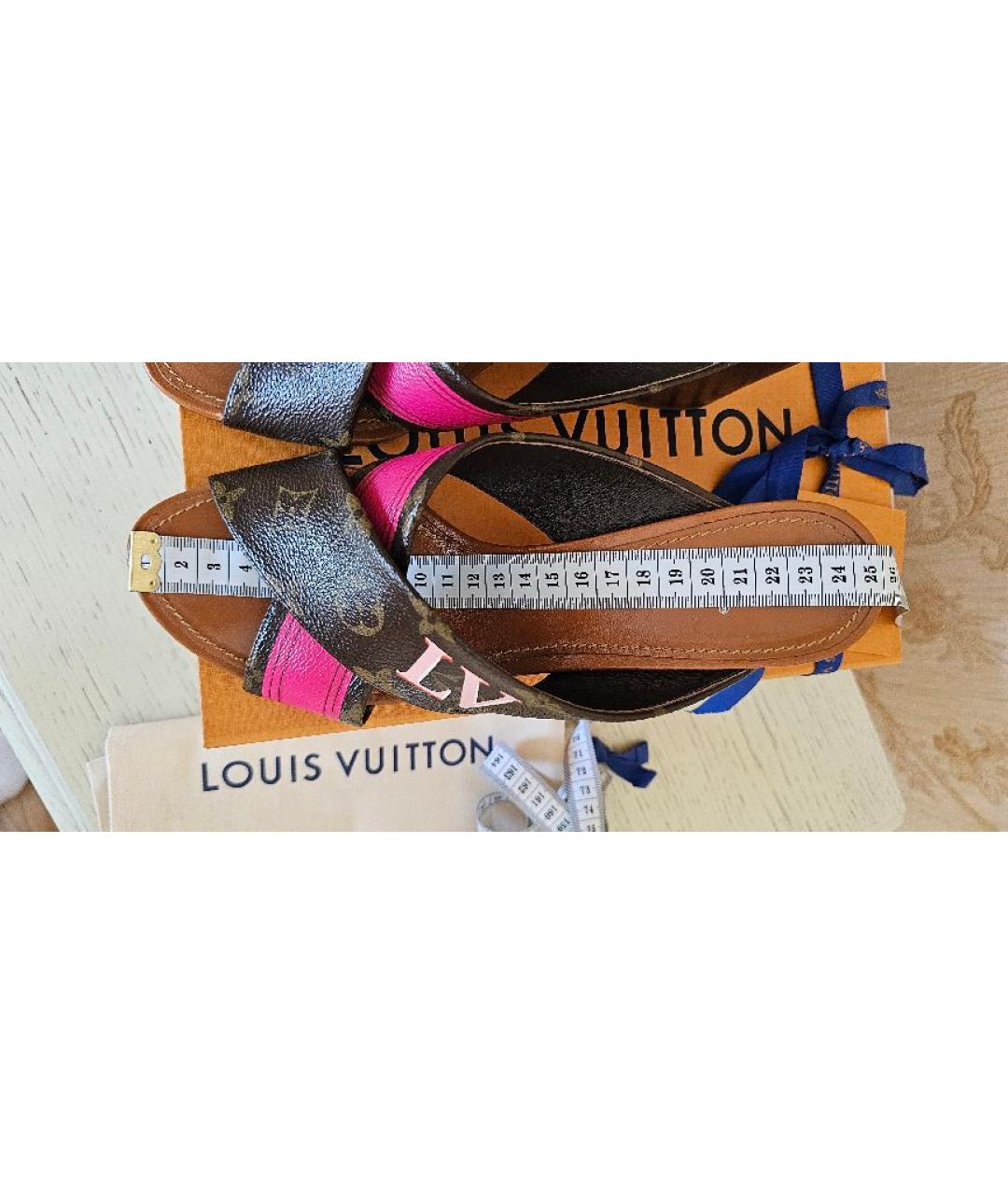 LOUIS VUITTON Коричневые мюли, фото 8