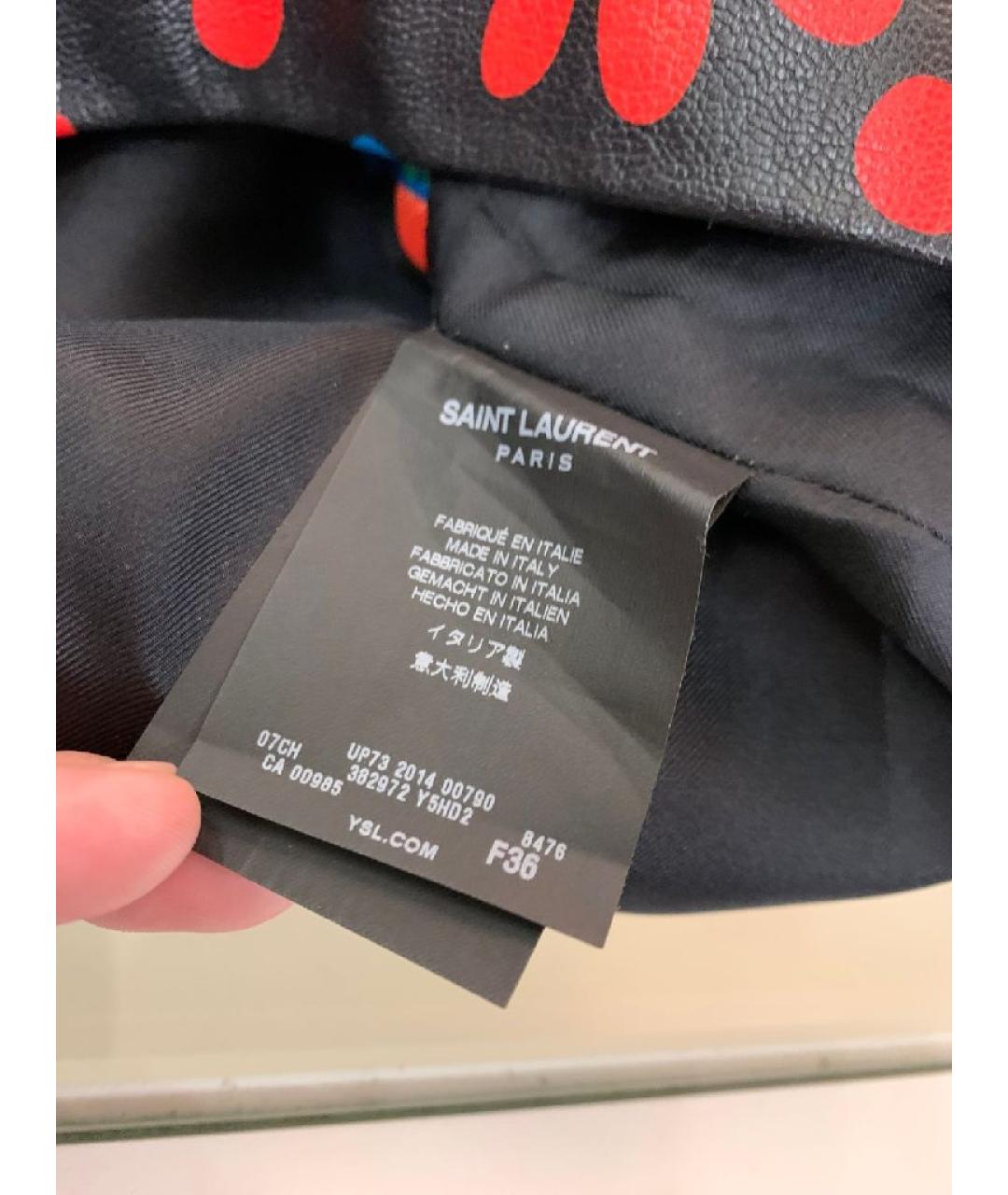 SAINT LAURENT Мульти кожаная юбка мини, фото 4