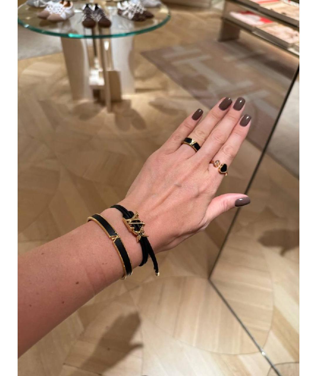 LOUIS VUITTON Черный кожаный браслет, фото 3