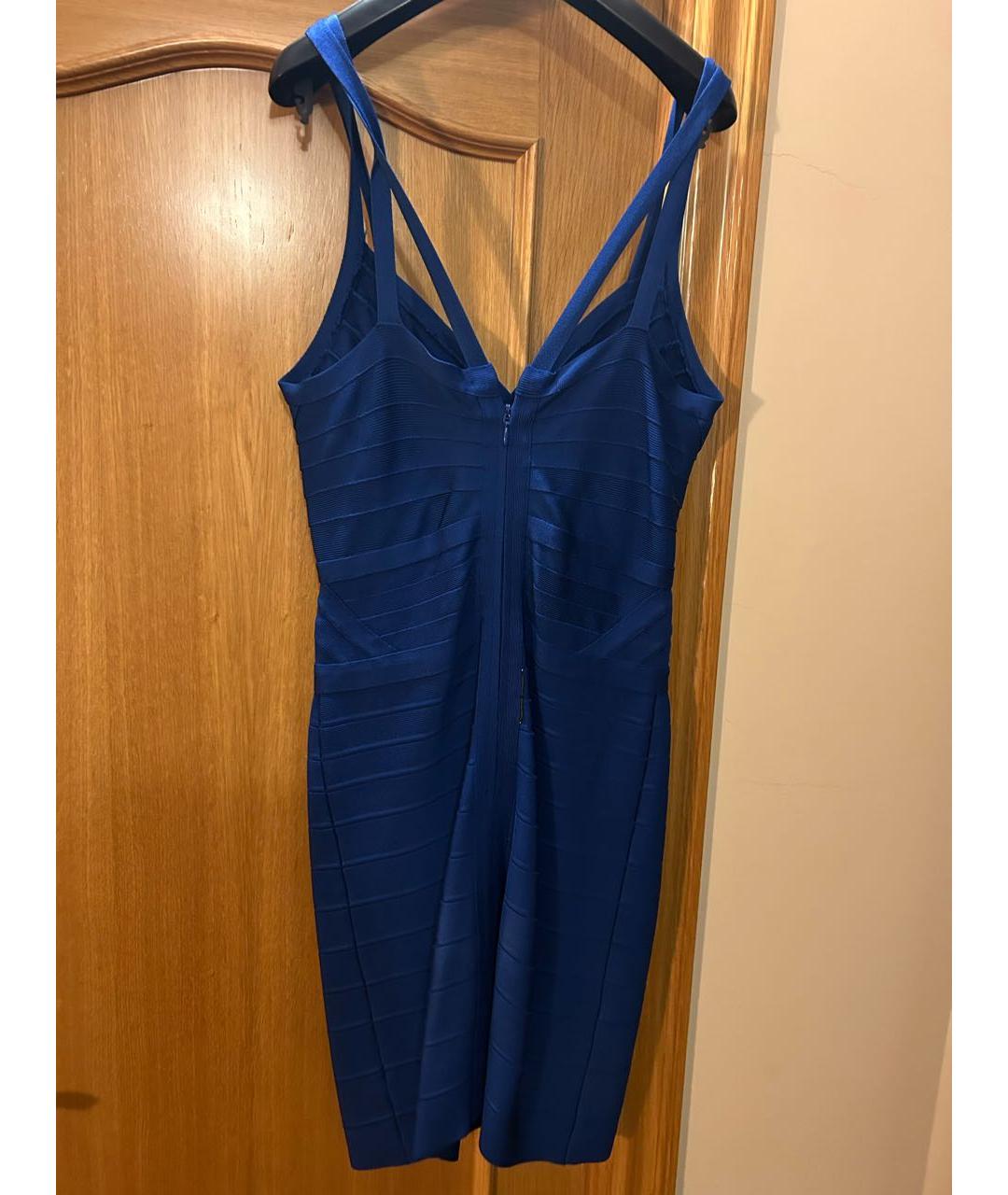 HERVE LEGER Синее вискозное коктейльное платье, фото 2