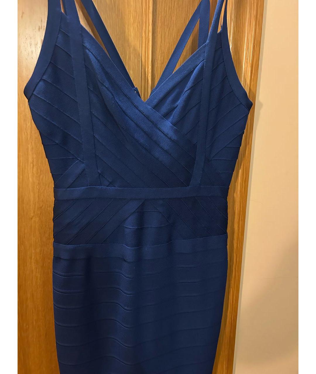 HERVE LEGER Синее вискозное коктейльное платье, фото 3