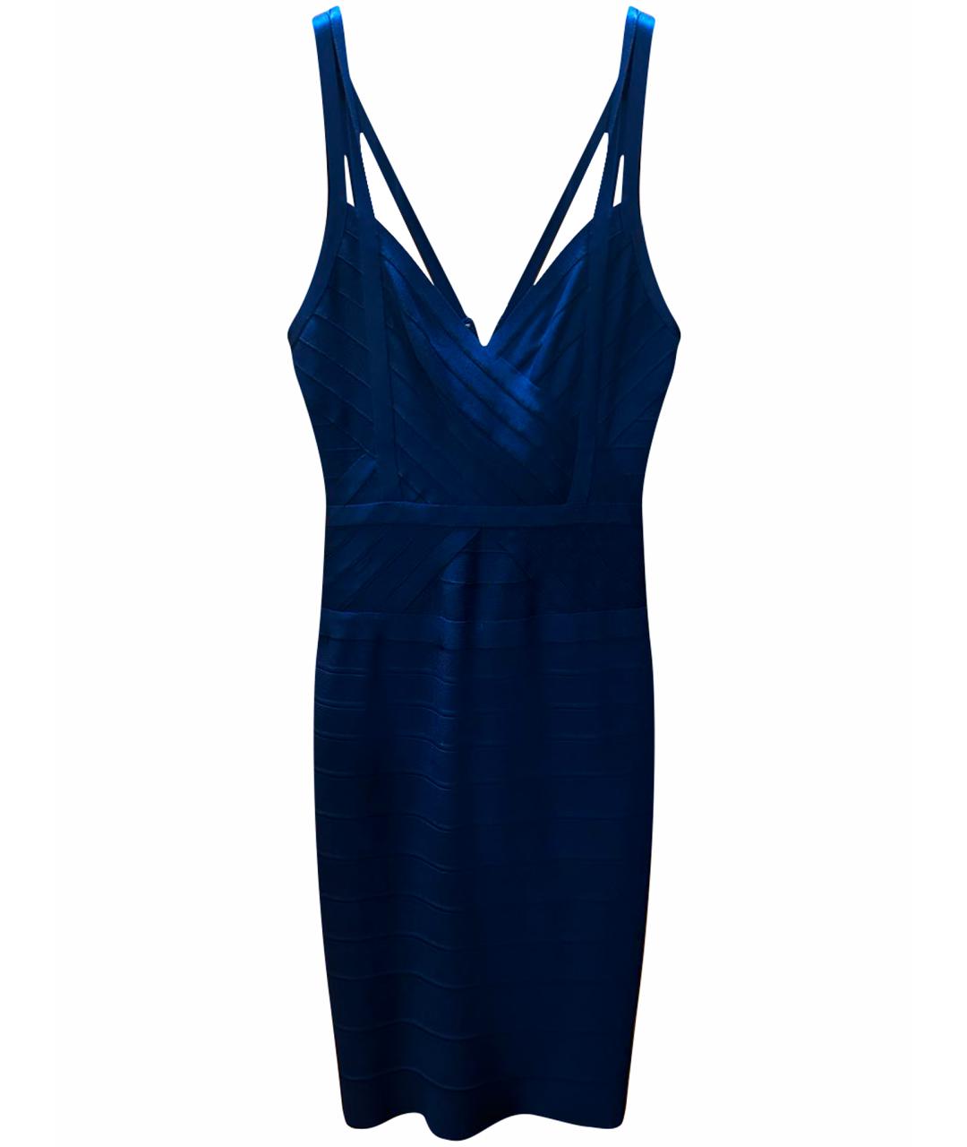 HERVE LEGER Синее вискозное коктейльное платье, фото 1