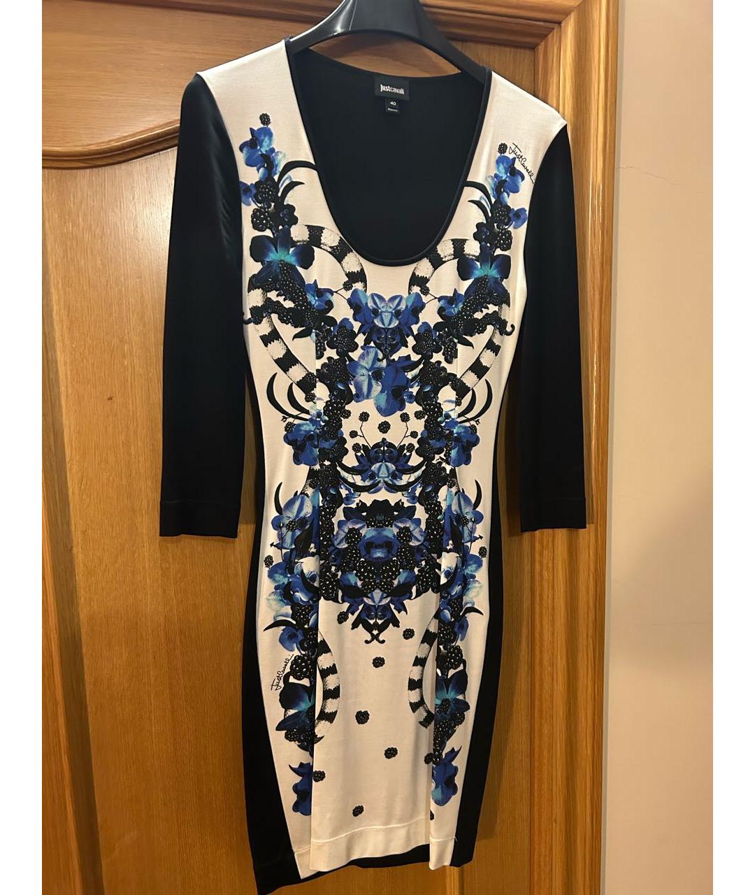 JUST CAVALLI Синее вискозное коктейльное платье, фото 5