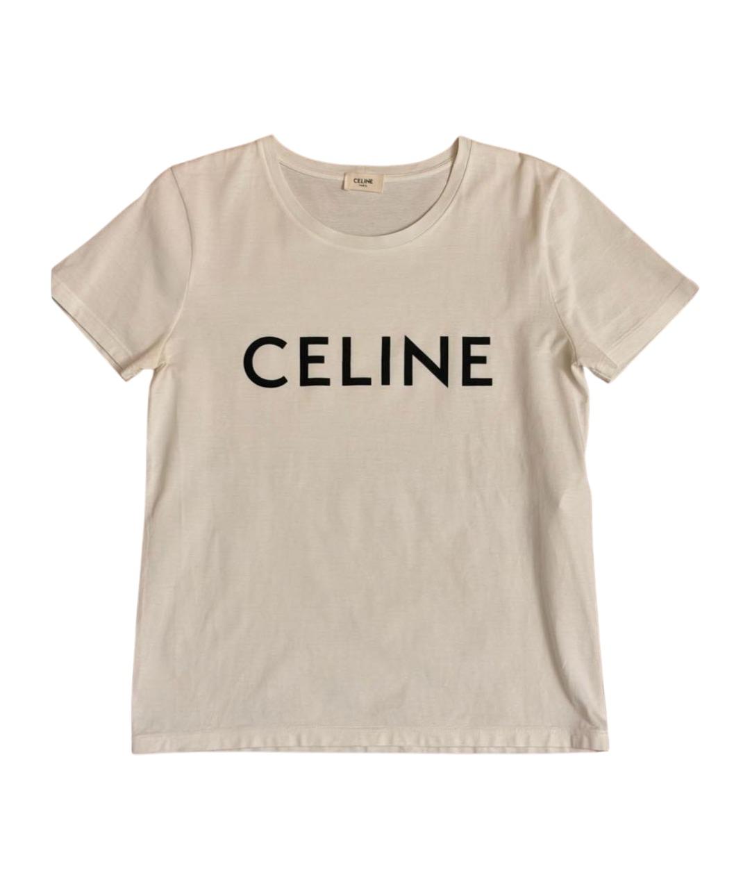 CELINE Белая хлопковая футболка, фото 1