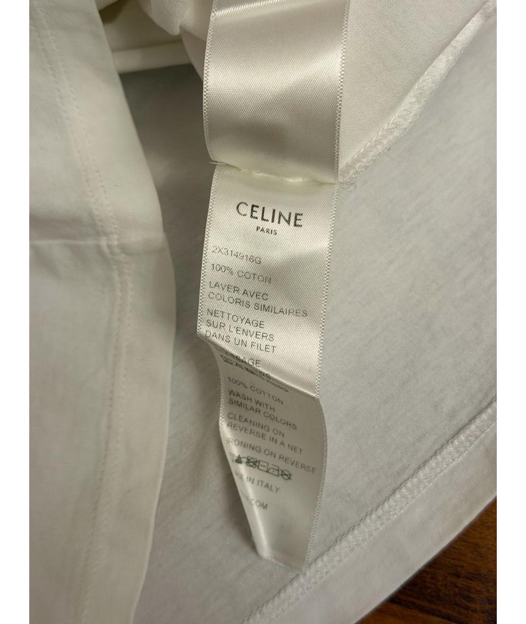 CELINE Белая хлопковая футболка, фото 6