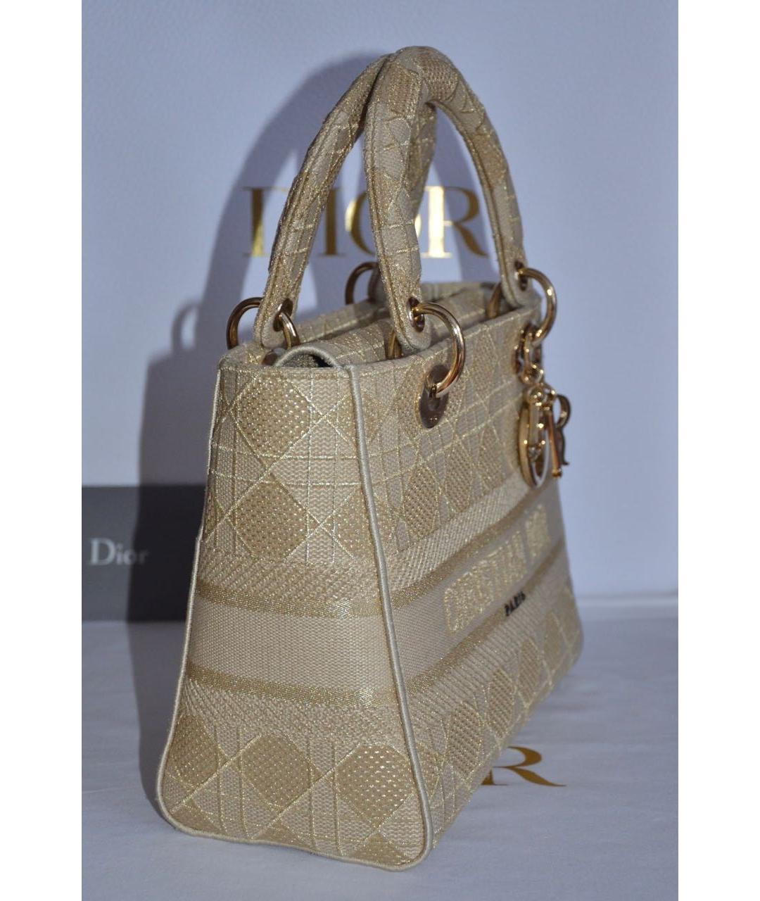 CHRISTIAN DIOR Бежевая тканевая сумка с короткими ручками, фото 4