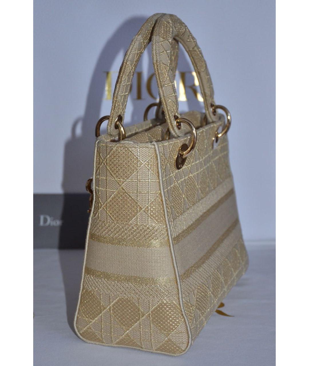 CHRISTIAN DIOR Бежевая тканевая сумка с короткими ручками, фото 5
