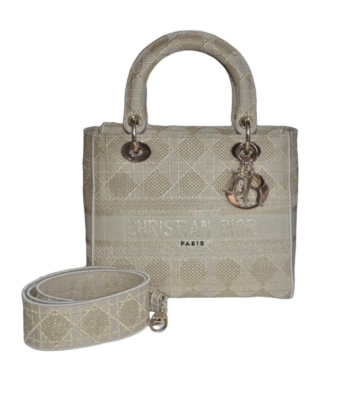 CHRISTIAN DIOR Бежевая тканевая сумка с короткими ручками, фото 1