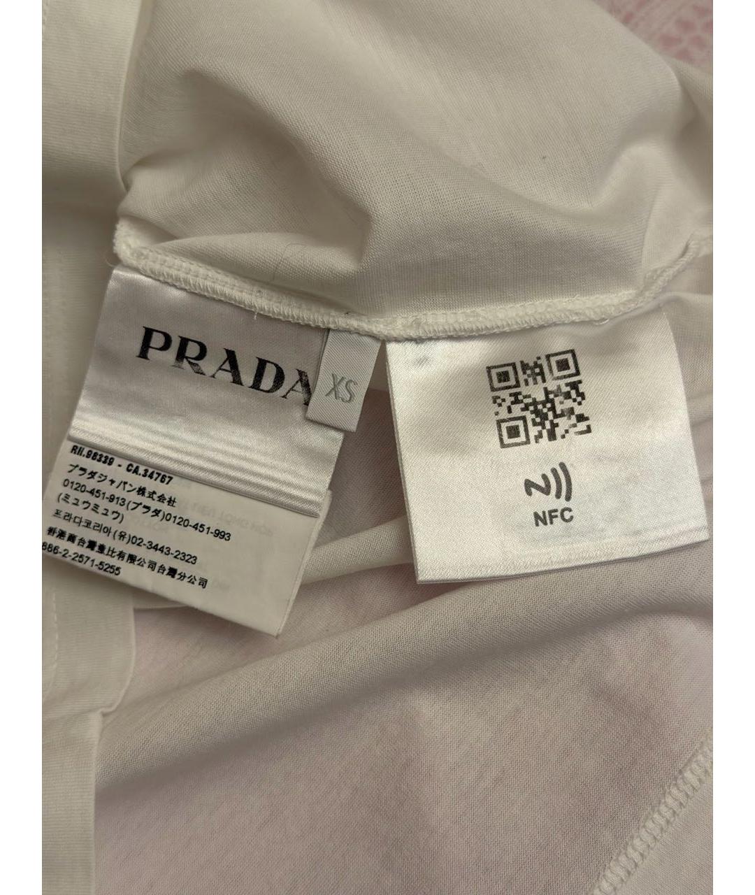 PRADA Белая хлопковая футболка, фото 5