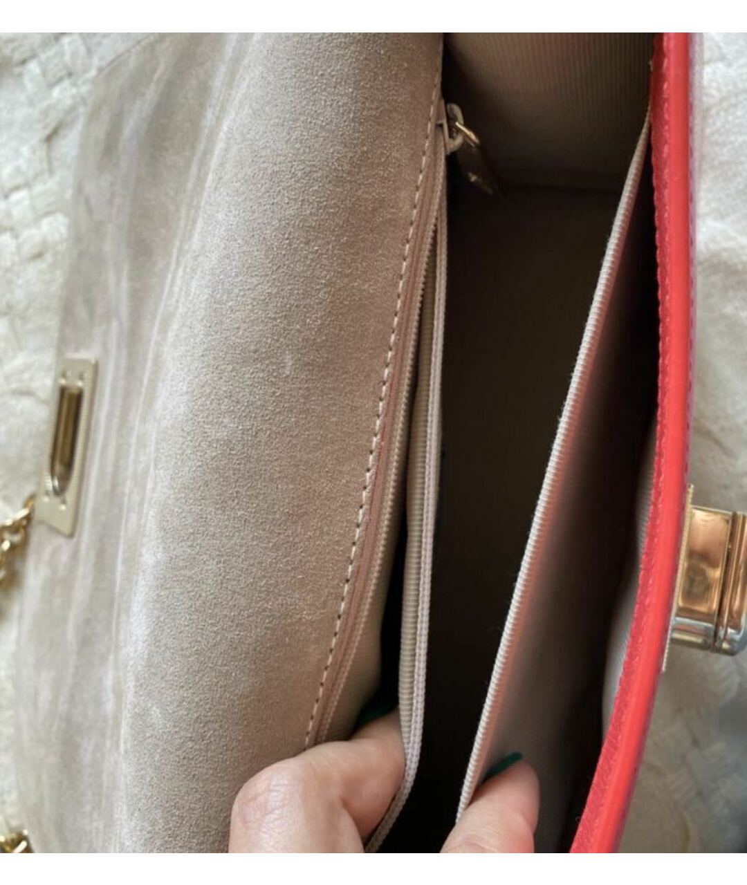 FURLA Коралловая кожаная сумка тоут, фото 4
