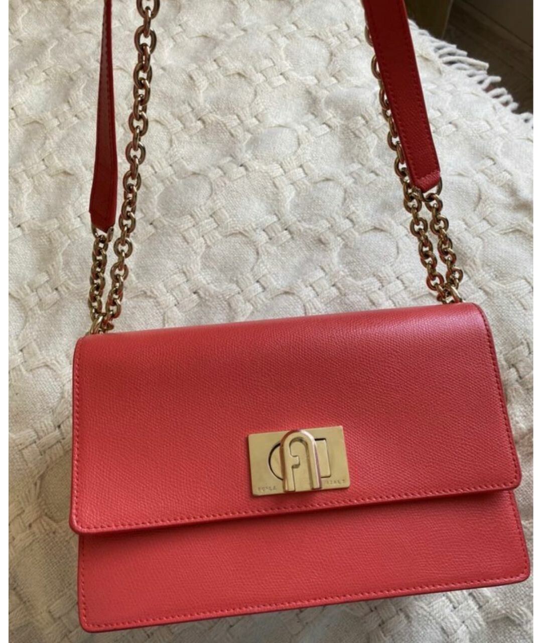 FURLA Коралловая кожаная сумка тоут, фото 3