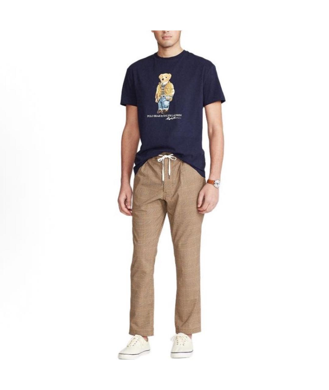 POLO RALPH LAUREN Темно-синяя хлопковая футболка, фото 2