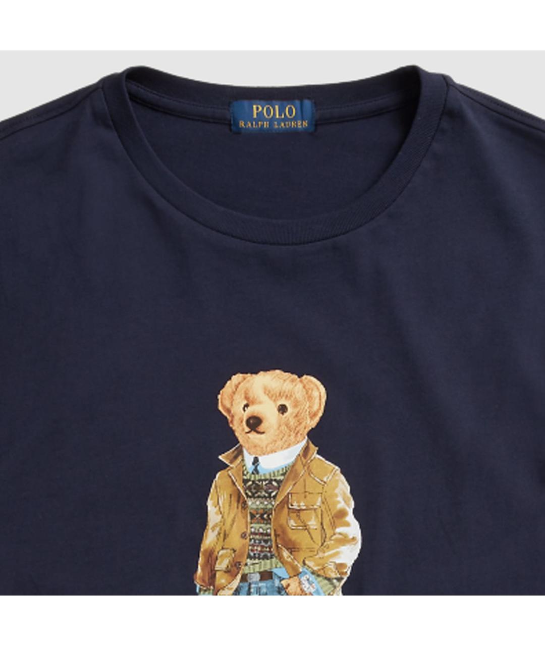 POLO RALPH LAUREN Темно-синяя хлопковая футболка, фото 4