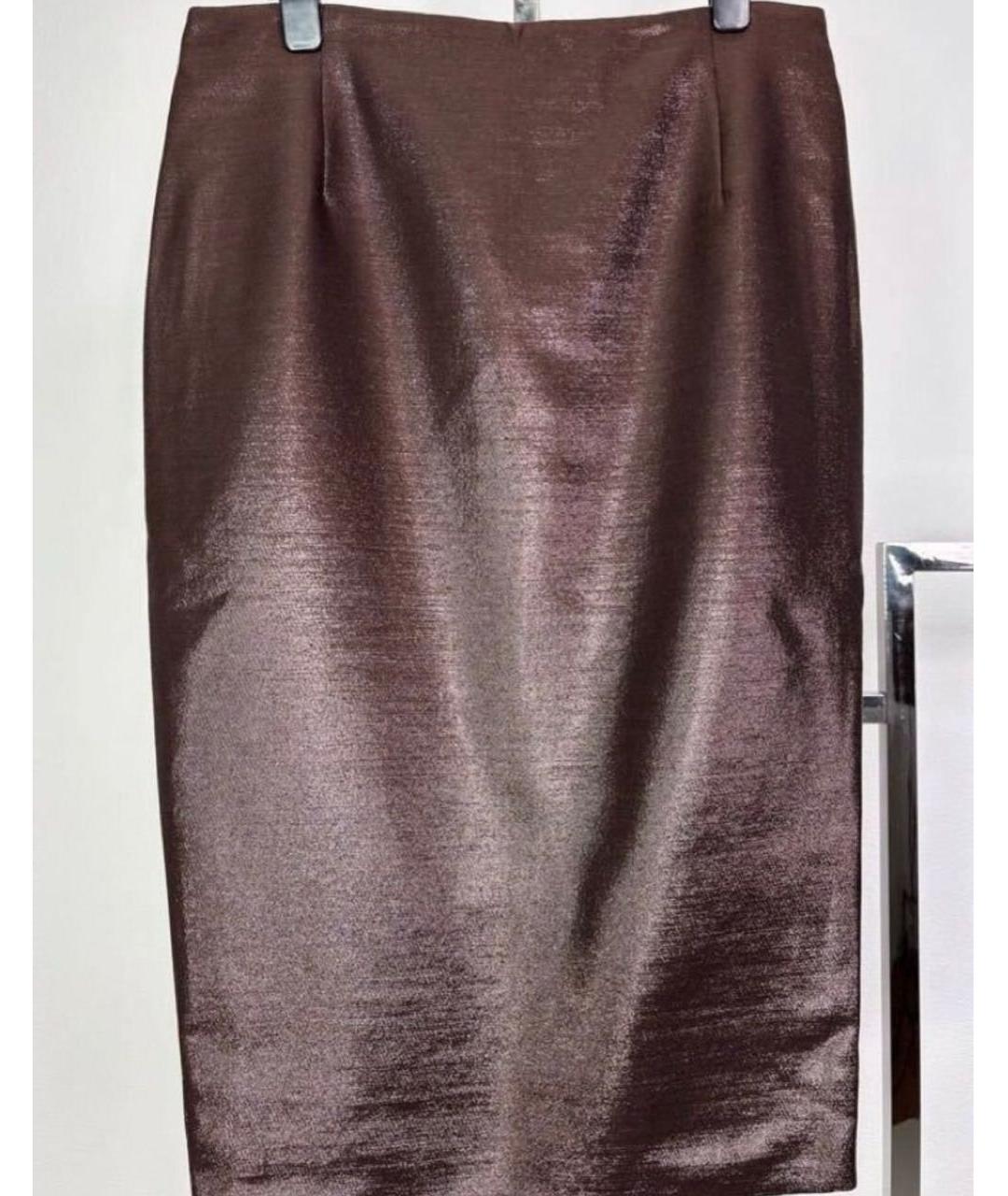 MAX MARA Коричневая полиэстеровая юбка миди, фото 4