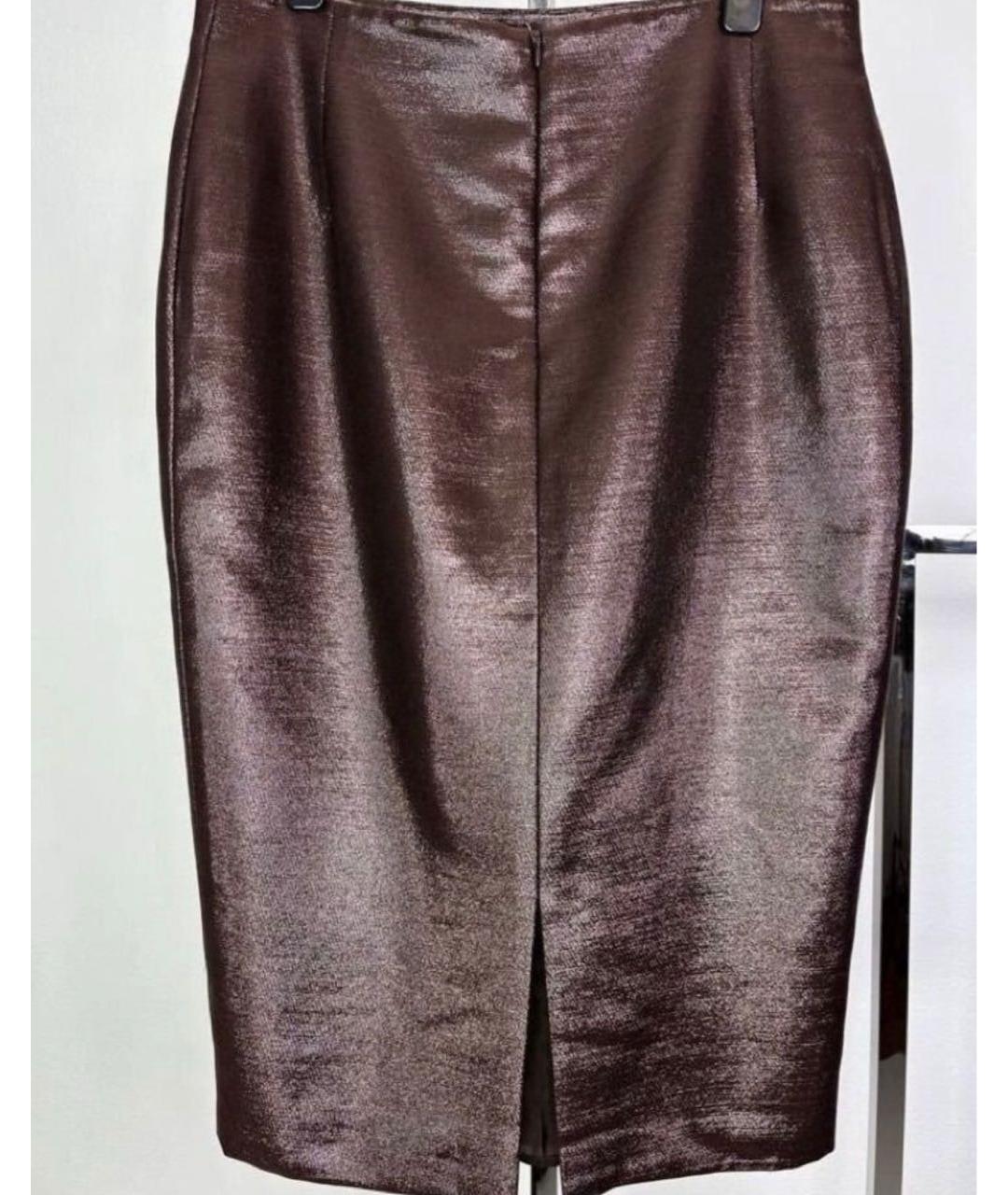 MAX MARA Коричневая полиэстеровая юбка миди, фото 2