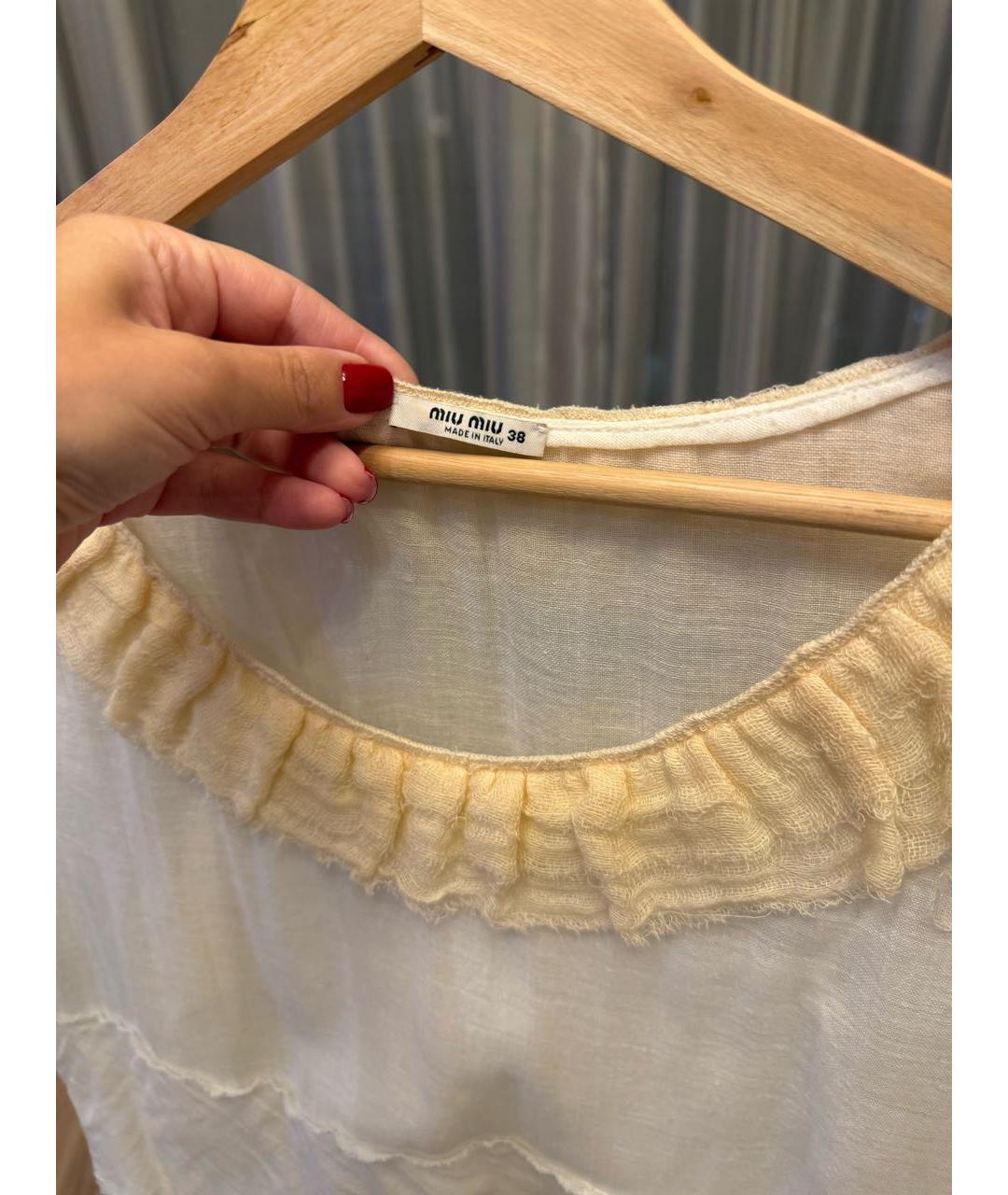 MIU MIU Бежевое льняное повседневное платье, фото 4