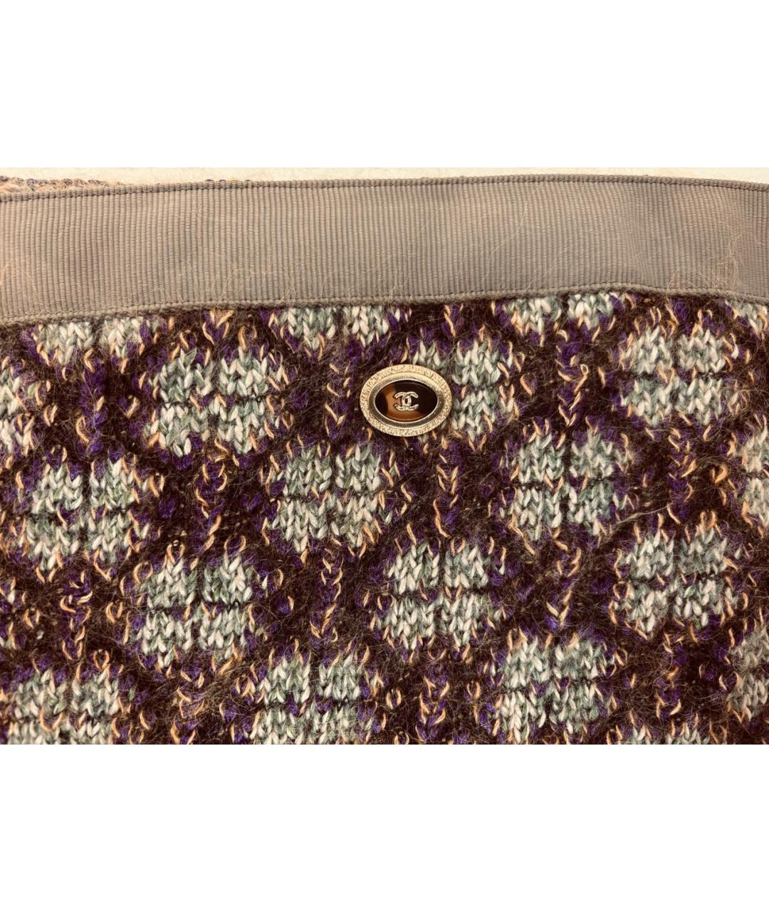 CHANEL Коричневая шерстяная юбка миди, фото 3