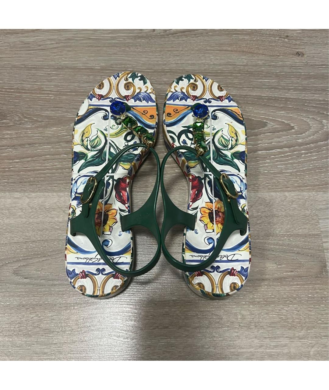 DOLCE&GABBANA Зеленые резиновые босоножки, фото 4