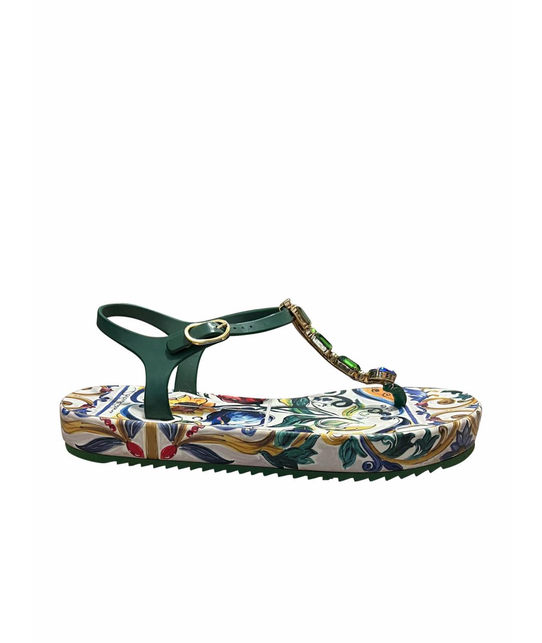 DOLCE&GABBANA Зеленые резиновые босоножки, фото 1