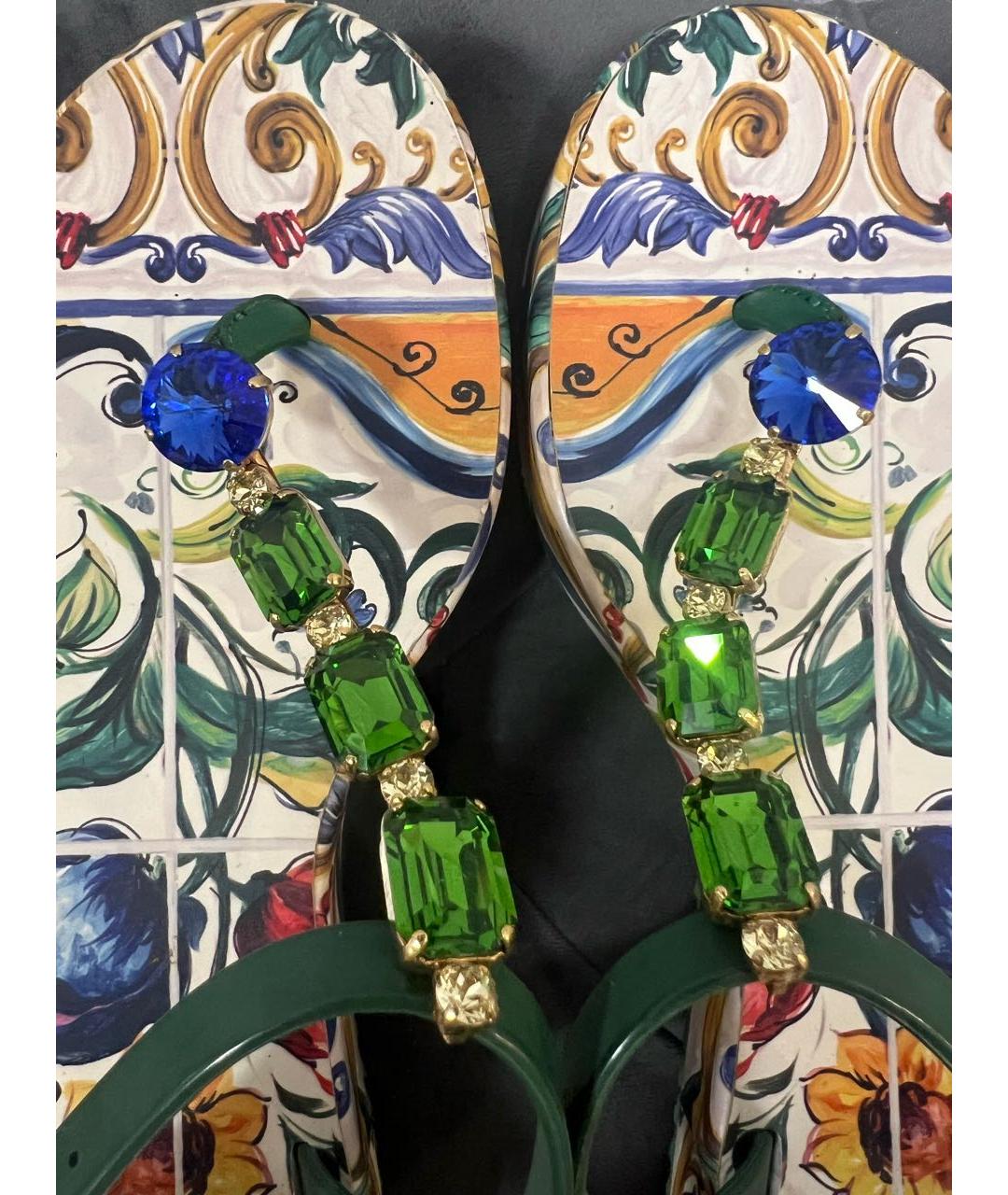DOLCE&GABBANA Зеленые резиновые босоножки, фото 6