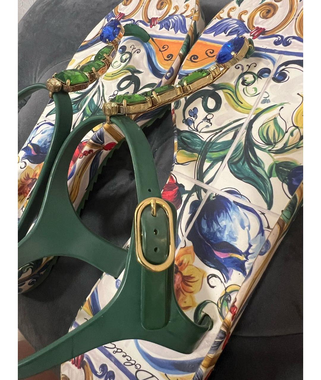 DOLCE&GABBANA Зеленые резиновые босоножки, фото 5