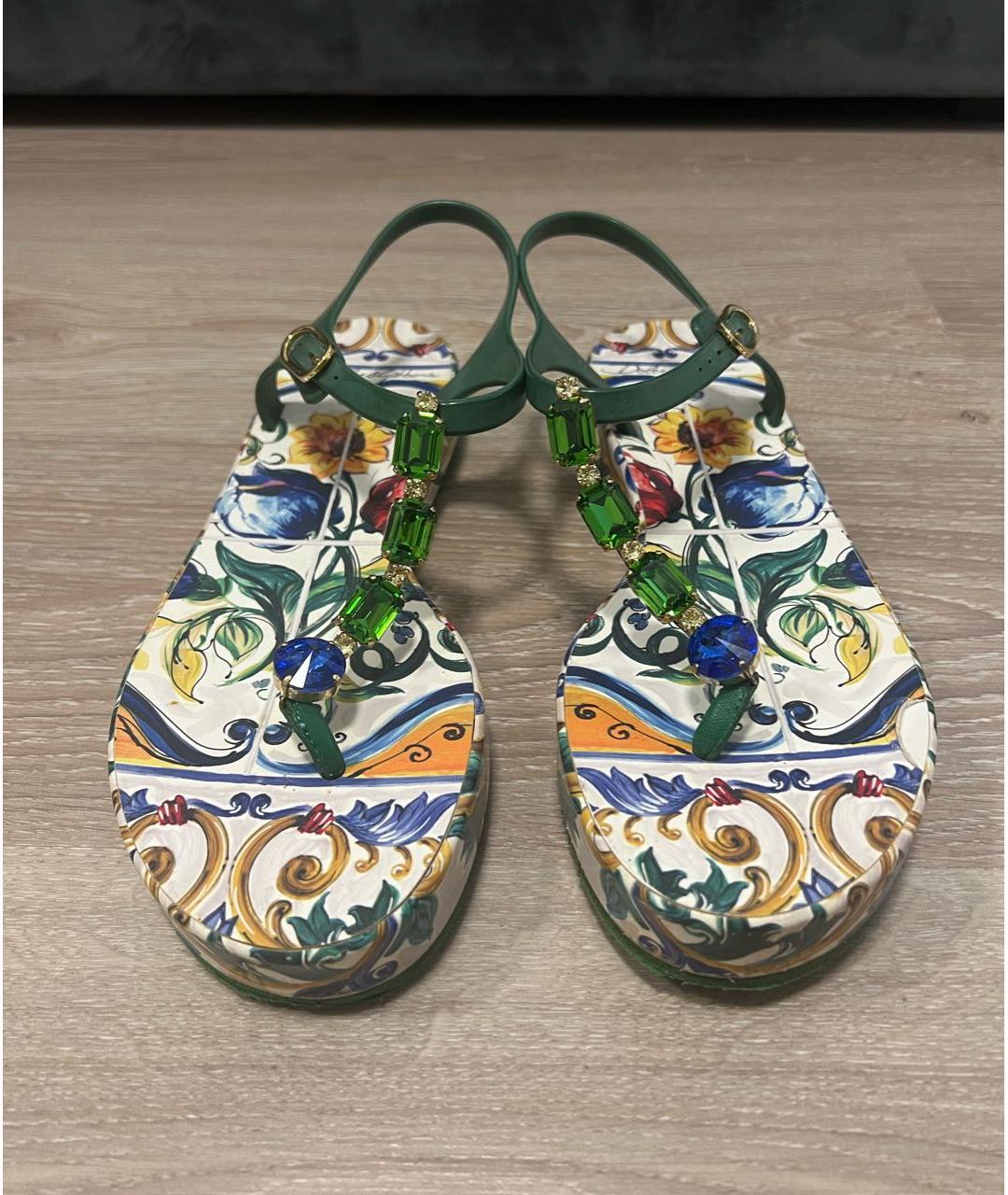 DOLCE&GABBANA Зеленые резиновые босоножки, фото 3