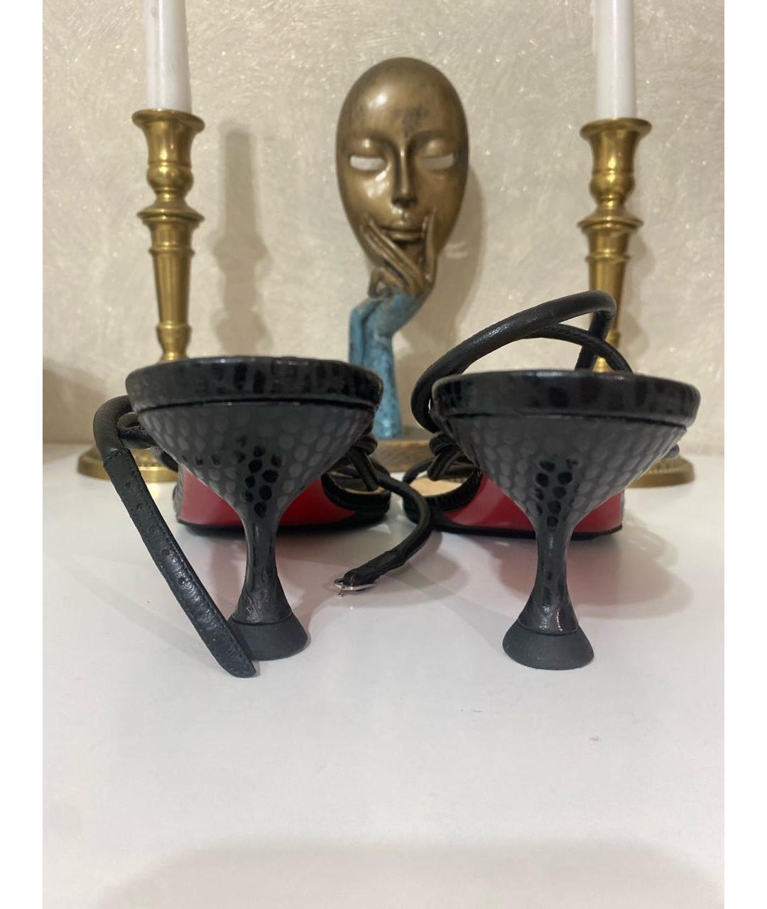 CHRISTIAN LOUBOUTIN Черные кожаные босоножки, фото 4