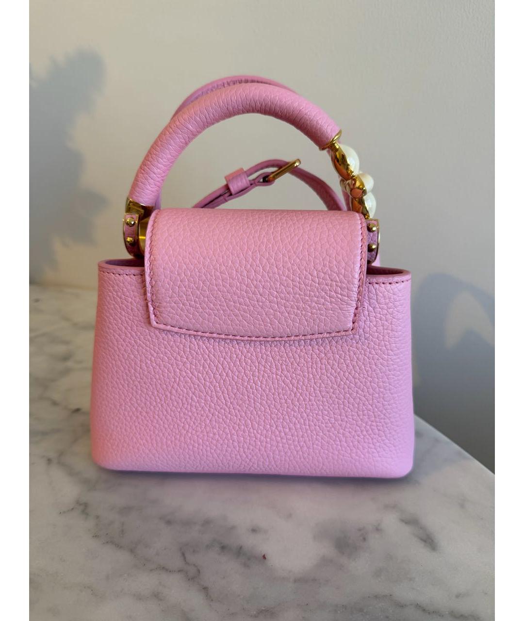 LOUIS VUITTON Розовая кожаная сумка с короткими ручками, фото 3