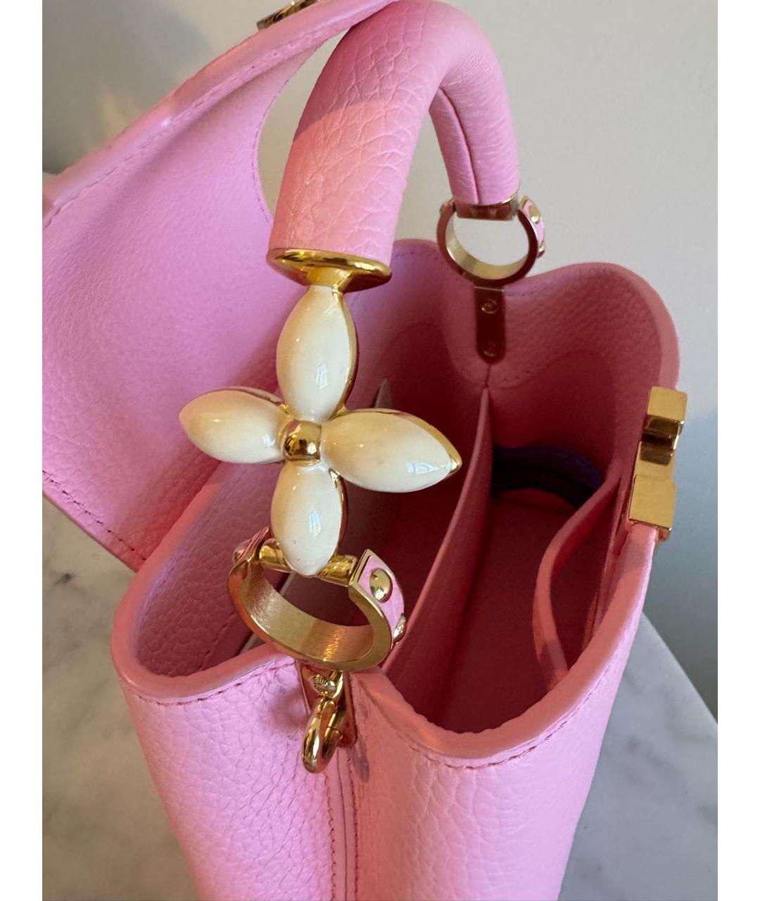 LOUIS VUITTON Розовая кожаная сумка с короткими ручками, фото 4