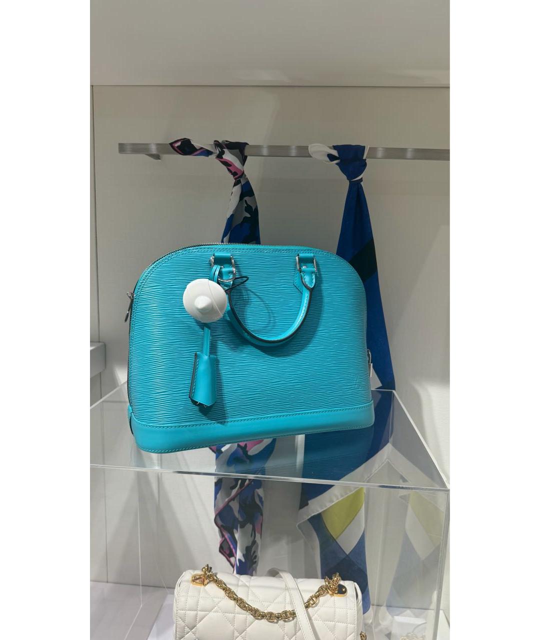 LOUIS VUITTON Бирюзовая кожаная сумка с короткими ручками, фото 4