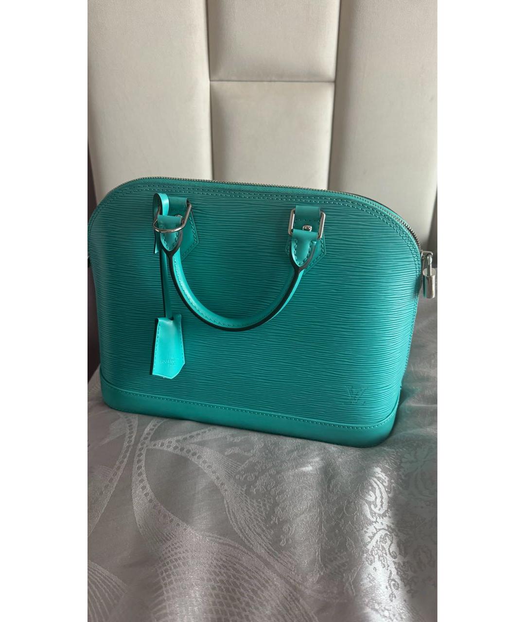 LOUIS VUITTON Бирюзовая кожаная сумка с короткими ручками, фото 3