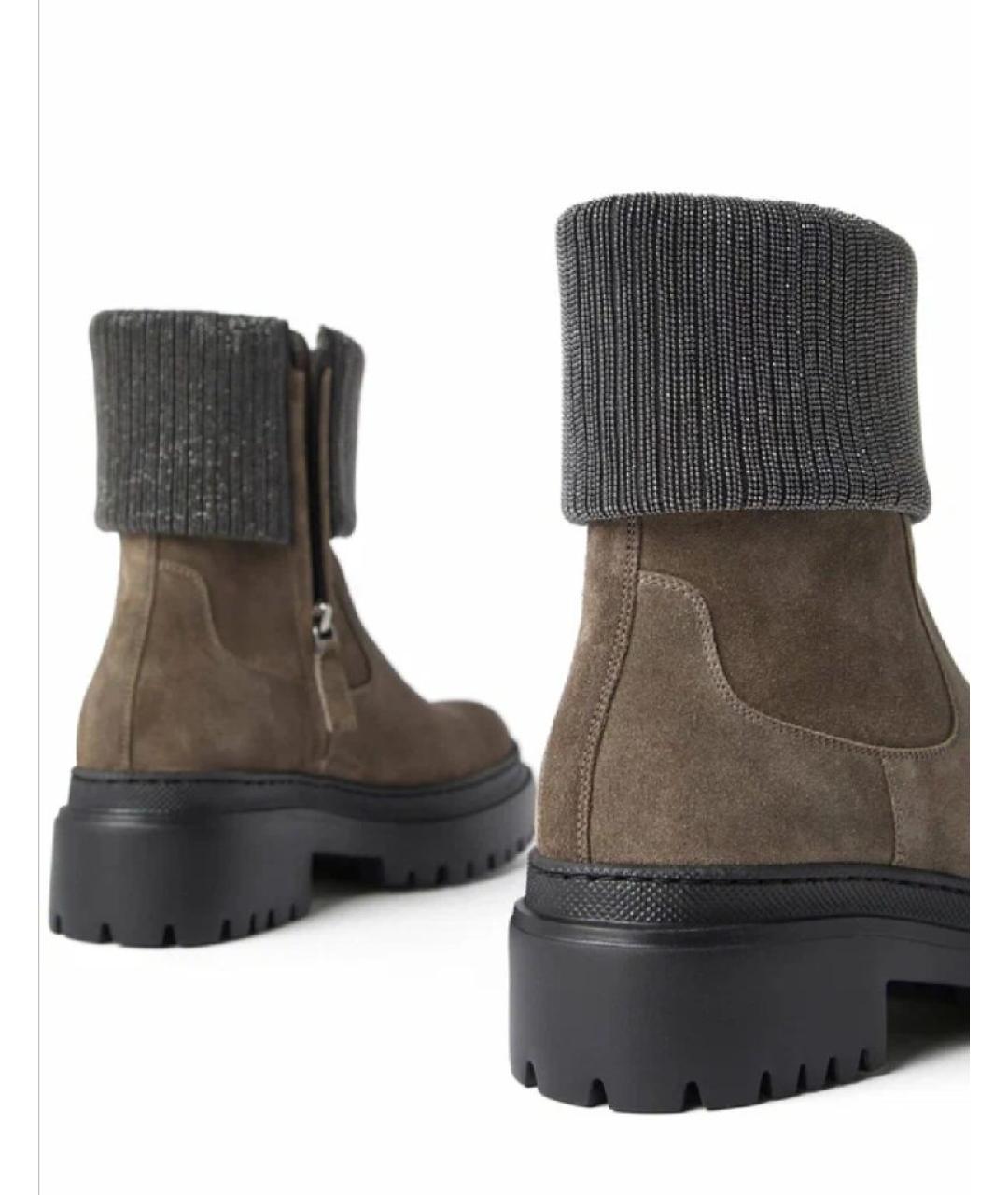 BRUNELLO CUCINELLI Антрацитовые замшевые полусапоги, фото 4