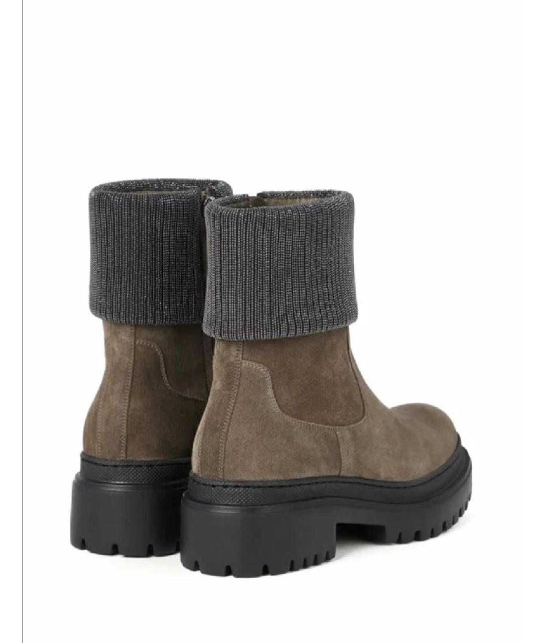 BRUNELLO CUCINELLI Антрацитовые замшевые полусапоги, фото 3