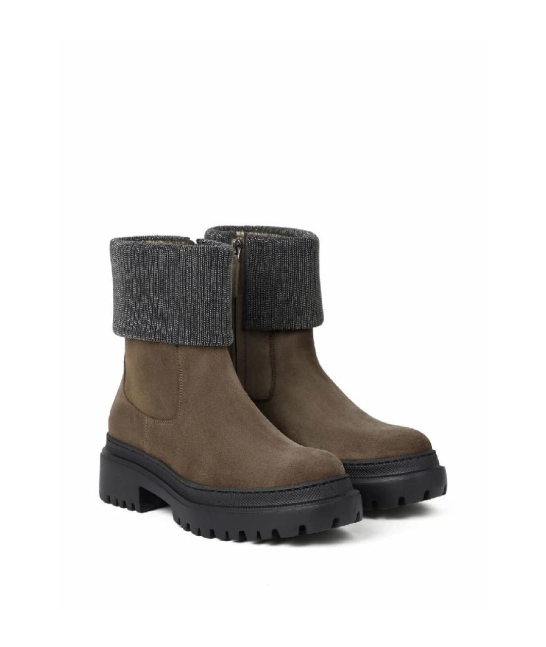 BRUNELLO CUCINELLI Антрацитовые замшевые полусапоги, фото 2