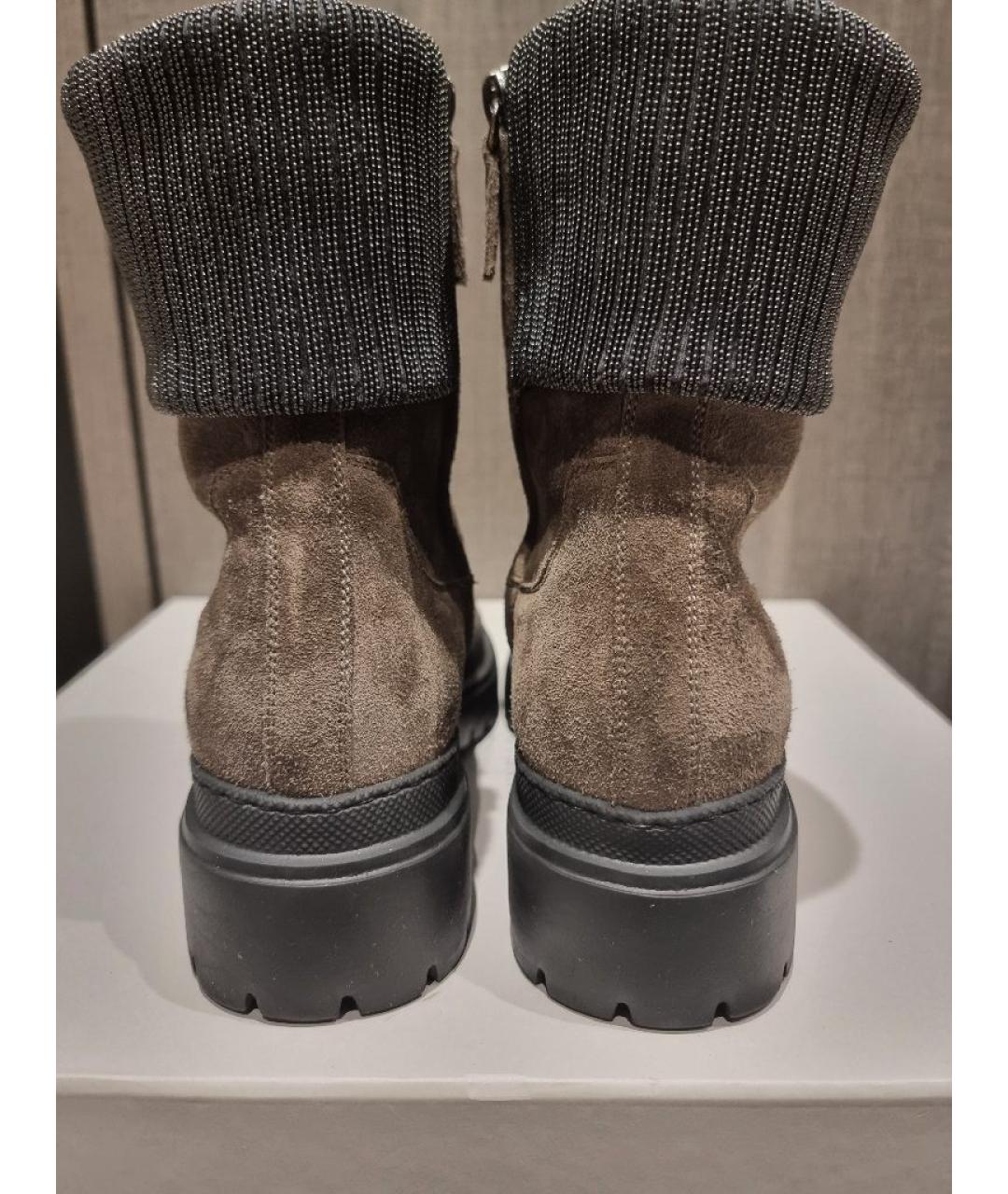 BRUNELLO CUCINELLI Антрацитовые замшевые полусапоги, фото 9