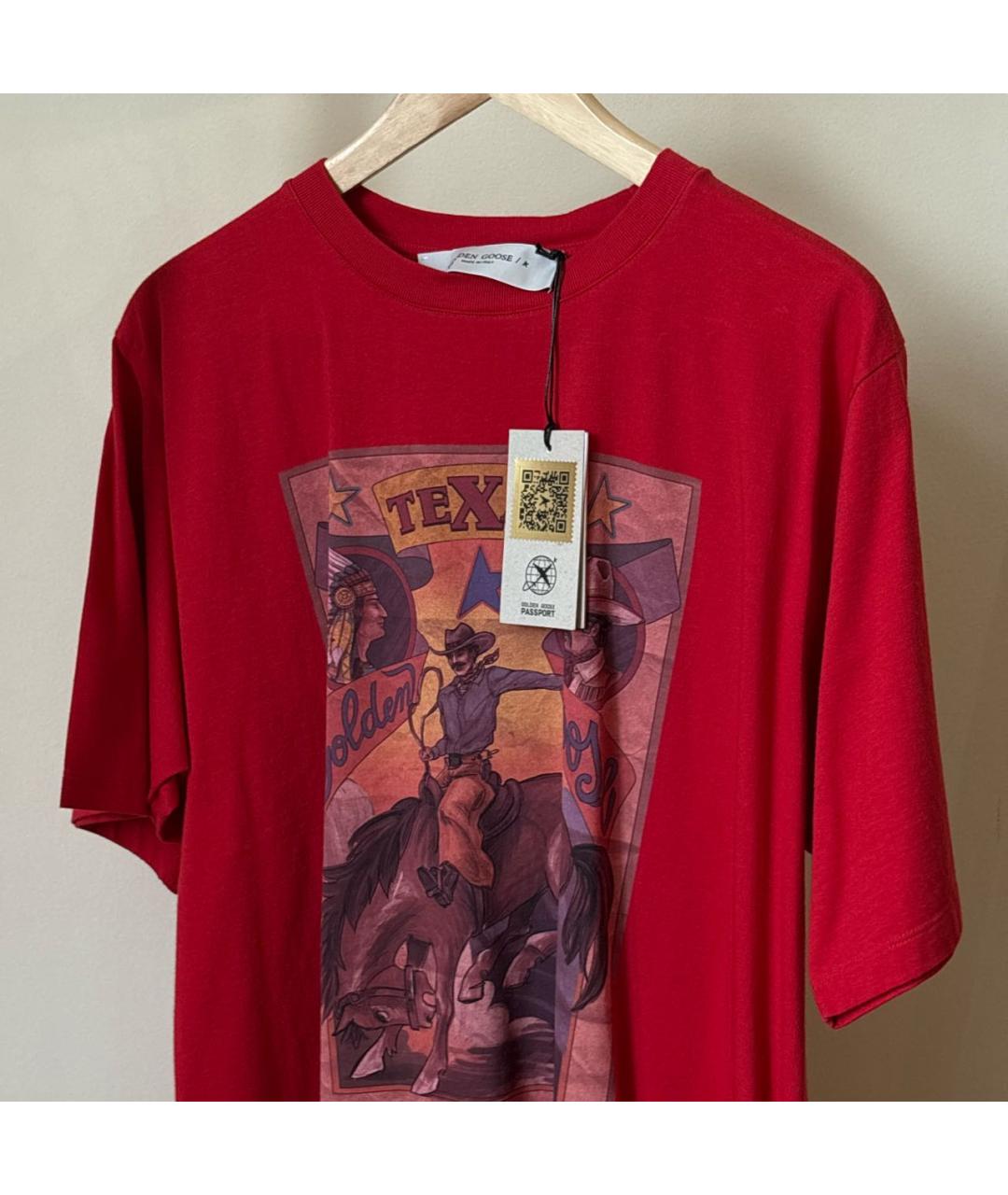 GOLDEN GOOSE DELUXE BRAND Красная хлопковая футболка, фото 4