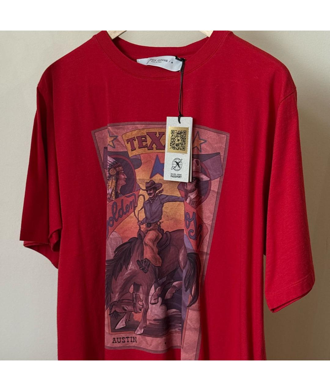 GOLDEN GOOSE DELUXE BRAND Красная хлопковая футболка, фото 4