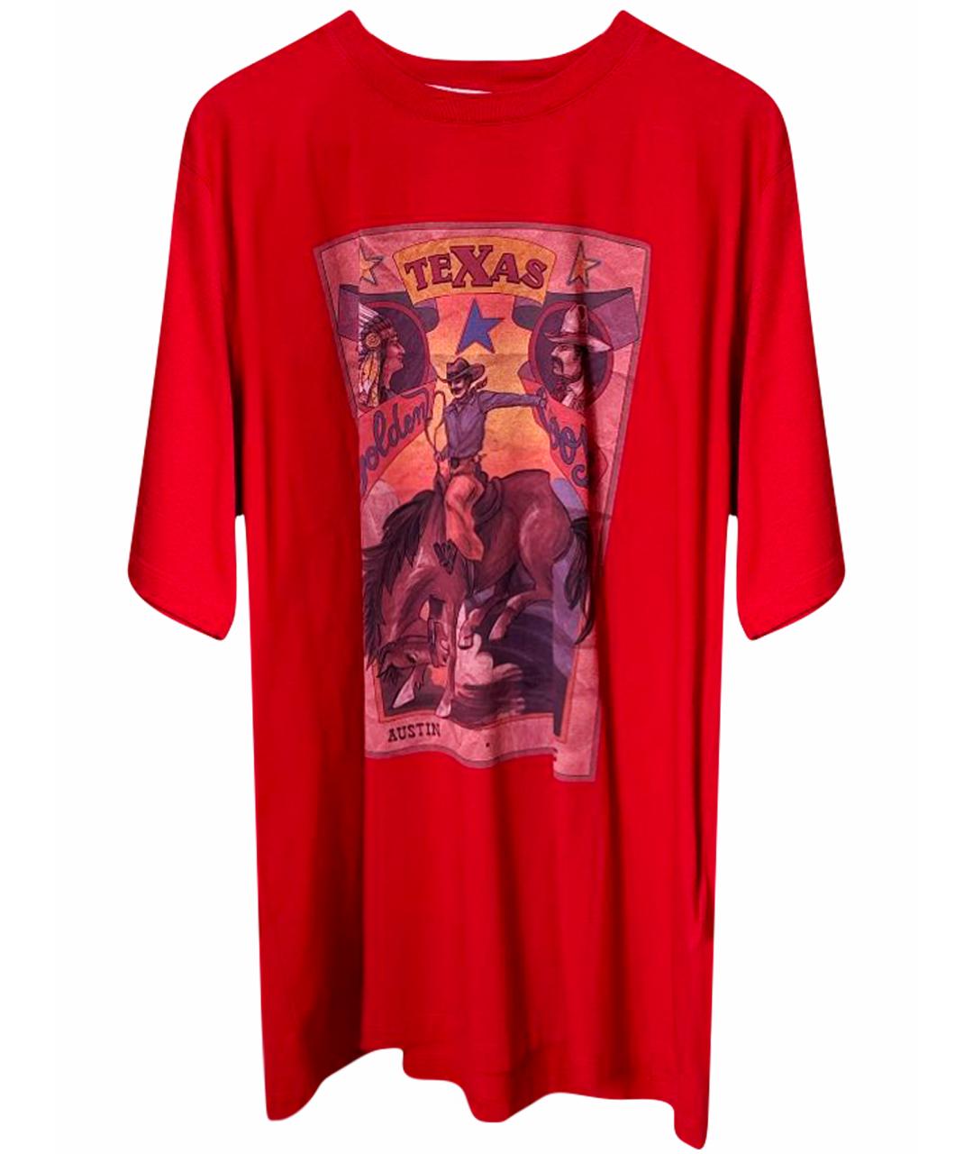 GOLDEN GOOSE DELUXE BRAND Красная хлопковая футболка, фото 1